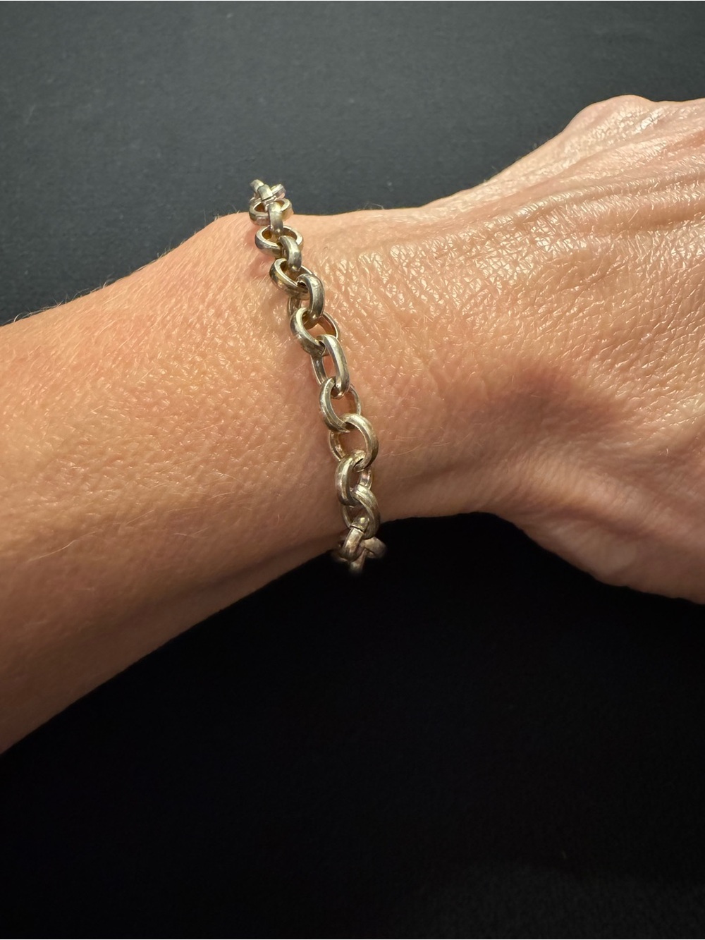Sterling Silver 925 Rolo Link Toggle Bracelet 8” 12.24g